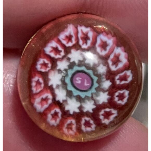 Charles Murat Millefiori Glass Cufflinks Red White Gold Plated x Saint-Louis Col - Picture 12 of 14